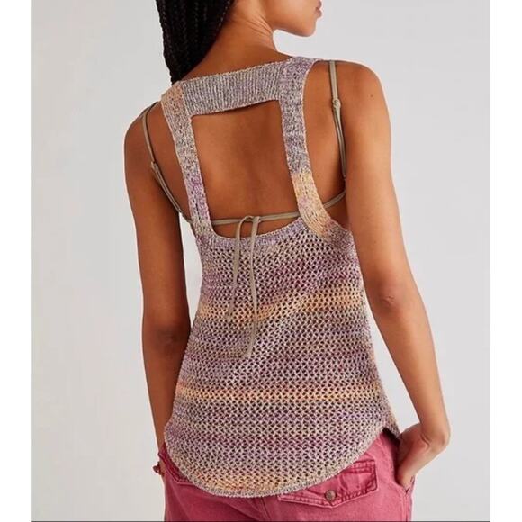 We The Free People Under The Starlight Tank Top S In Sunset Combo Open Back - Picture 3 of 9